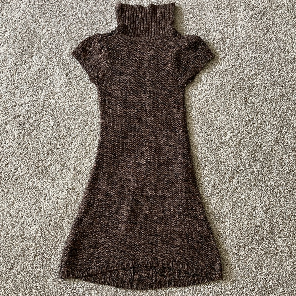 Brown and black knit sweater dress